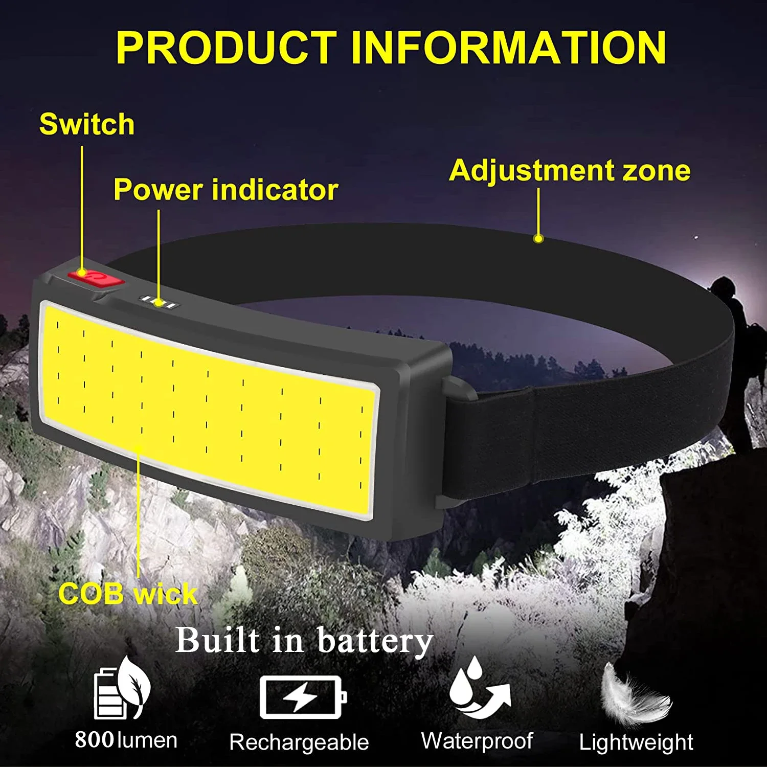 COB 휴대용 LED 헤드라이트 야외 헤드라이트 내장  - Fish Finder Battery 리뷰 및 가격