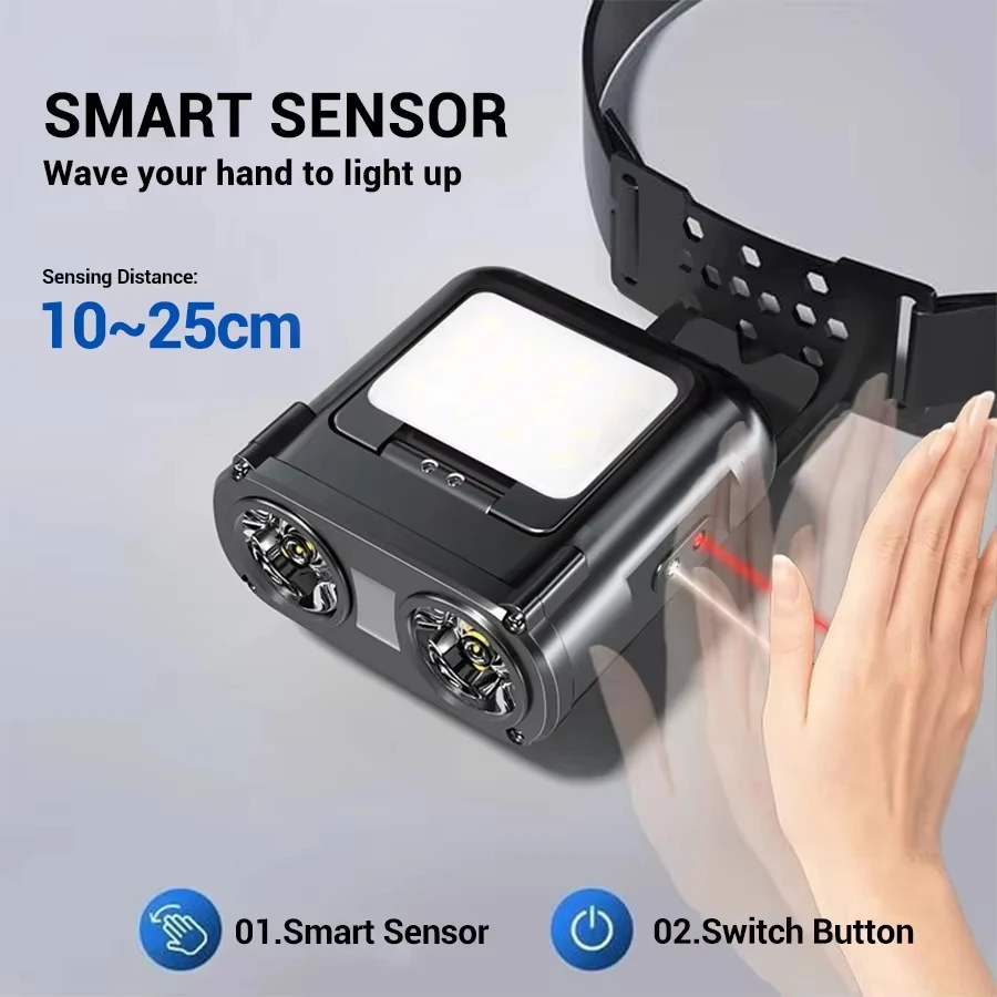 센서 COB LED 헤드램프 캡 클립 라이트 USB 충 - Fishing Light 리뷰 및 가격